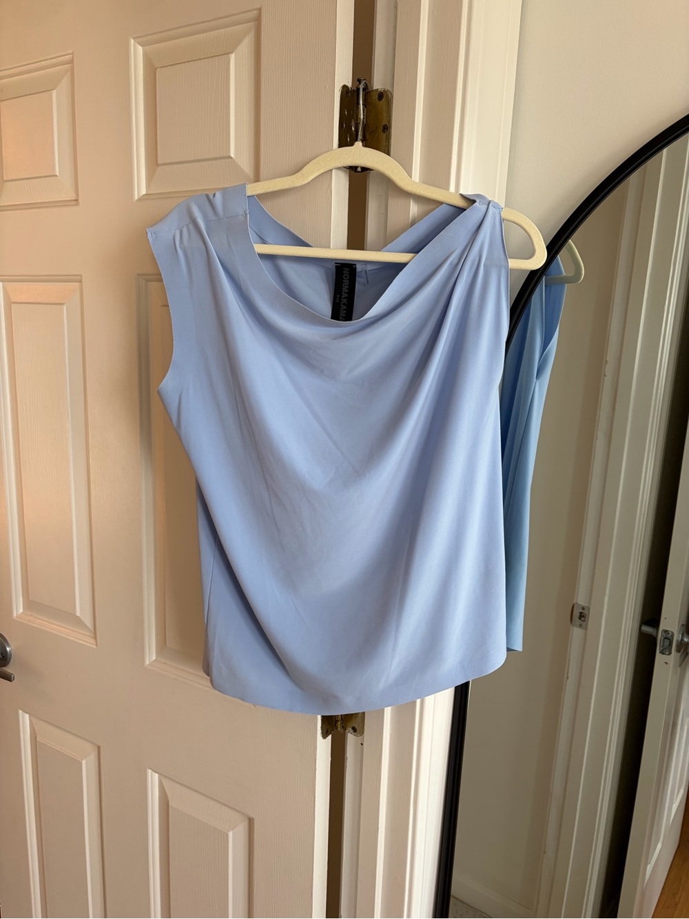 Norma Kamali Light Blue Draped Cowl Neck Camisole